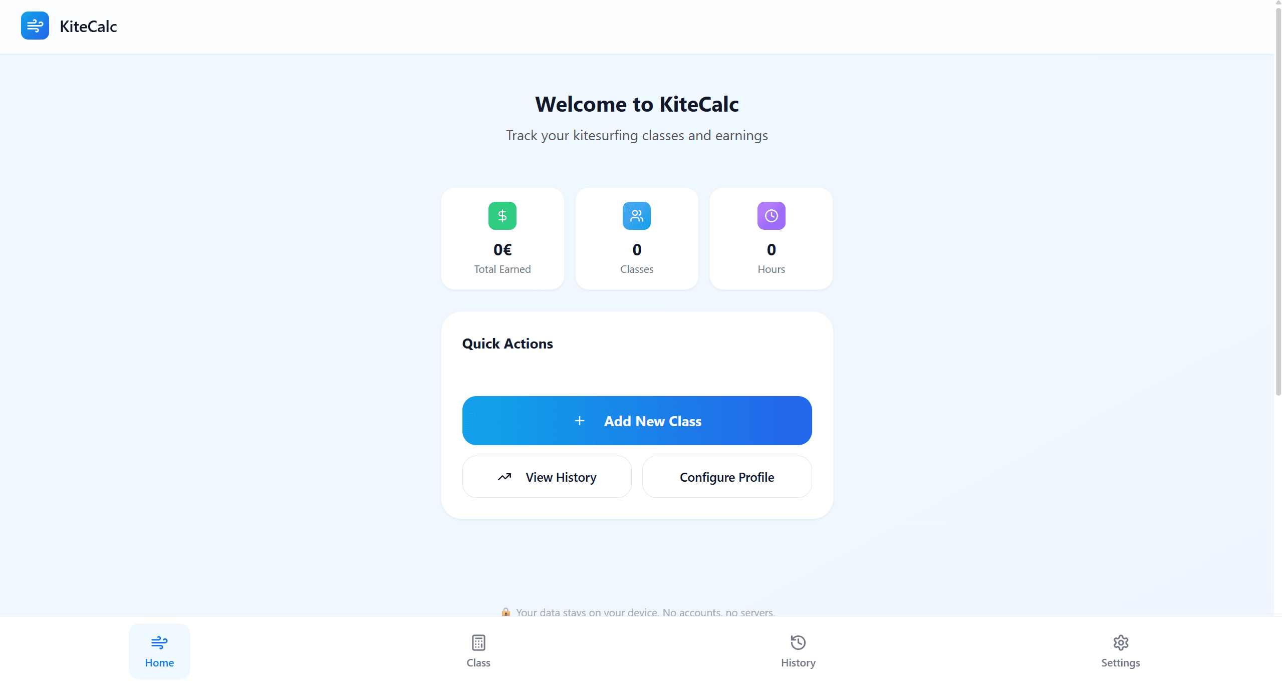 KiteCalc - Calculadora para Instructores de Kitesurf